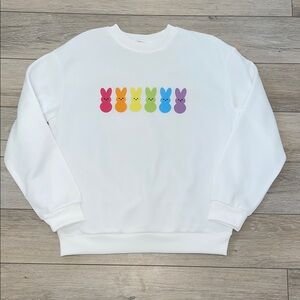 NWOT - White Sweatshirt with Colorful Bunny Print